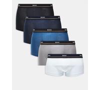 BOSS - Bodywear Essentials - Confezione da 5 boxer aderenti blu navy, grigi e blu-Multicolore S