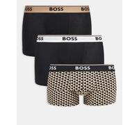 BOSS - Bodywear Power - Confezione da 3 boxer aderenti neri e color cuoio-Multicolore M