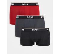 BOSS Bodywear - Power - Confezione da 3 boxer aderenti neri, grigi e rossi-Multicolore S