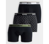 BOSS - Bodywear Power - Confezione da 3 boxer neri e kaki-Nero W33