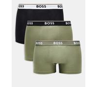 BOSS Bodywear - Power - Confezione da 3 boxer neri e verdi-Nero S