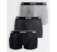 BOSS Boxer corti in cotone elasticizzato con dettagli con logo in confezione da tre - Style Trunk 3P Power Desig, 50554443 Nero / Grigio XL