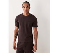 BOSS Bodywear - T-shirt da casa marrone a nido d'ape in coordinato 2XL