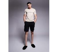 BOSS Bodywear - Unique - T-shirt vestibilità classica beige chiaro con riga del logo-Neutro M
