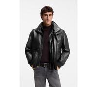 BOSS Bomber in pelle imbottito con tasche con patta - Style Jolights, 50566593 Nero 48