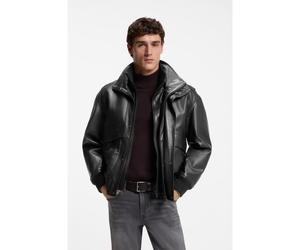 BOSS Bomber in pelle imbottito con tasche con patta - Style Jolights, 50566593 Nero 54