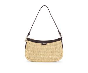 BOSS Borsa a spalla in rafia con charm monogramma Double B - Style NUMAH SM Hobo RF, 50563861 Beige pz.