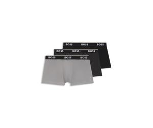 BOSS Boxer corti in cotone elasticizzato con dettagli con logo in confezione da tre - Style Trunk 3P Power Desig, 50554443 Nero / Grigio XL