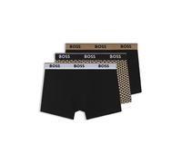 BOSS Boxer corti in cotone elasticizzato con elastico in vita con logo in confezione da tre - Style Trunk 3P Power Desig, 50531701 Nero a motivi S