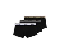 BOSS Boxer corti in cotone elasticizzato con elastico in vita con logo in confezione da tre - Style Trunk 3P Power, 50554693 Nero L