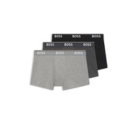 BOSS Boxer corti in cotone elasticizzato con elastico in vita con logo in confezione da tre - Style Trunk 3P Power, 50475274 Nero / Grigio S