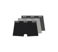 BOSS Boxer corti in cotone elasticizzato con loghi ripetuti - Style Trunk 3P Power, 50475274 Nero / Grigio XL