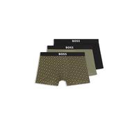 BOSS Boxer corti in cotone elasticizzato con elastico in vita con logo in confezione da tre - Style Trunk 3P BOSS ONE D, 50549832 Nero / Verde S