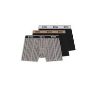 BOSS Boxer in cotone elasticizzato con elastico in vita con logo in confezione da tre - Style BoxerBr 3P Power Des, 50531685 Nero a motivi XL