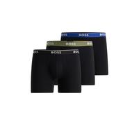 BOSS Boxer in cotone elasticizzato con logo in confezione da tre - Style BoxerBr 3P Power, 50531691 Nero L