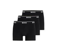 BOSS Boxer in cotone elasticizzato con logo in confezione da tre - Style BoxerBr 3P Power, 50475282 Nero S