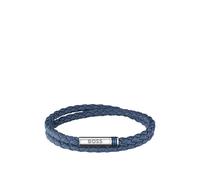 BOSS Bracciale effetto denim a doppio intreccio con chiusura con logo - Style ARES SUMMER, HB1580800 Blu pz.