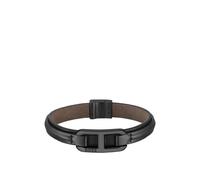 BOSS Bracciale in pelle a strati con maglia nera metallizzata brandizzata - Style KODE, HB1580784 Nero M