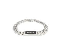 BOSS Jewelry Braccialetto a Catena da Uomo Collezione KASSY EMBLEM in Acciaio Inox con una Placca in Smalto Nero - 1580679S