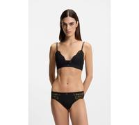 BOSS Bralette in pizzo di qualità superiore con pieghe in rete - Style TRIANGLE_BLOSSOM, 50556193 Nero L