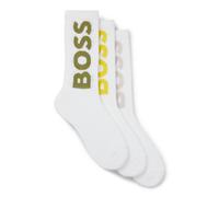 BOSS Calze corte con logo di grandi dimensioni in confezione da tre - Style 3P QS Rib Logo CC, 50524259 Bianco 39-42