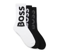 BOSS Calze corte con logo di grandi dimensioni in confezione da tre - Style 3P QS Rib Logo CC, 50524259 Bianco / Nero 39-42