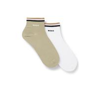 BOSS Calze corte con righe tipiche del marchio sul bordo in confezione da due - Style 2P SH Stripe CC, 50491195 Bianco / Verde 43-46