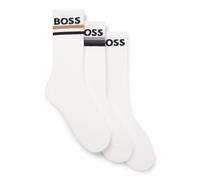 BOSS Calze corte in misto bambù con loghi in confezione da tre - Style 3PQS PiquetStripe VI, 50564504 Bianco 43-46