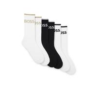 BOSS Calze corte in misto cotone a coste in confezione da sei - Style 6P QS Stripe CC, 50510168 Bianco / Nero 43-46