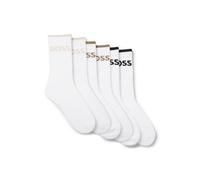 BOSS Calze corte in misto cotone a coste in confezione da sei - Style 6P QS Stripe CC, 50510168 Bianco 39-42