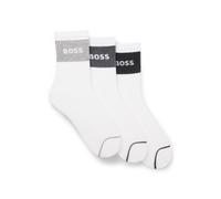 BOSS Calze corte in misto cotone in confezione da tre - Style 3P QS Rib Melange CC, 50559410 Bianco 39-42
