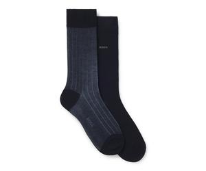 BOSS Calze in misto cotone mercerizzato a coste vanisé in confezione da due - Style 2P RS Rib Steve MC, 50564493 Blu 39-42