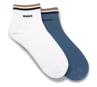 BOSS Calze corte con righe tipiche del marchio sul bordo in confezione da due - Style 2P SH Stripe CC, 50491195 Bianco / Blu 39-42