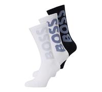 BOSS Calze corte con logo di grandi dimensioni in confezione da tre - Style 3P QS Rib Logo CC, 50524259 Bianco / Blu 39-42