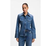 BOSS Camicetta a taglio aderente in tessuto rigido a trama incrociata - Style C_SLIM SHIRT, 50564434 Blu S