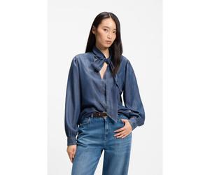 BOSS Camicetta effetto denim con dettaglio sciarpa - Style C_Betilla, 50566353 Blu 48