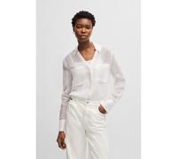 BOSS Camicetta in ramiè con scollo a V e dettaglio sul colletto - Style Bosala, 50538687 Bianco 46