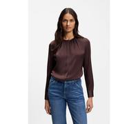 BOSS Camicetta regular fit senza collo in seta elasticizzata - Style Banorah, 50538481 Marrone scuro 48