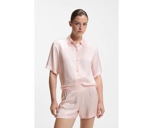 BOSS Camicia da pigiama in satin con monogrammi jacquard - Style B Monogram_Top, 50561023 Rosa chiaro XL