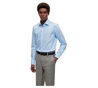 BOSS Camicia da uomo H-HANK-Kent-C1-214 slim fit in popeline di cotone facile ferro, Blu, 39
