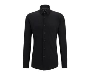 Boss - Camicia Nera Slim Fit in Cotone Elasticizzato - - Shirts - Uomo - Nero - L