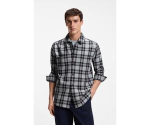 BOSS Camicia oversize in cotone a quadri - Style Locky_2_M, 50567005 Grigio a motivi S