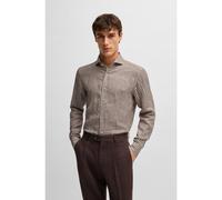 BOSS Camicia regular fit in lino italiano a righe - Style L-JOSH-SPREADW-C-252, 50539596 Marrone a motivi 38