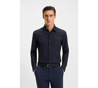 BOSS Camicia slim fit in jersey elasticizzato ad alte prestazioni con stampa - Style P-HANK-s-kent-C1-222, 50550038 Blu a motivi 44