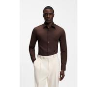 BOSS Camicia slim fit in popeline di cotone elasticizzato facile da stirare - Style H-HANK-kent-C1-214, 50469345 Marrone scuro 40