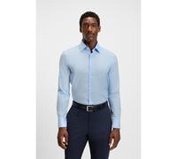 BOSS Camicia slim fit in popeline di cotone elasticizzato facile da stirare - Style H-HANK-kent-C1-214, 50469345 Celeste 38