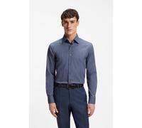 BOSS Camicia slim fit in popeline di cotone elasticizzato facile da stirare - Style H-HANK-kent-C1-214, 50469345 Blu scuro 44