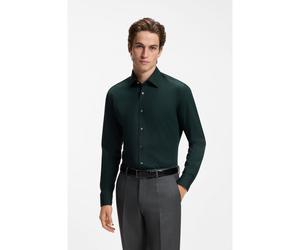 BOSS Camicia slim fit in popeline di cotone elasticizzato facile da stirare - Style H-HANK-kent-C1-214, 50469345 Verde scuro 44
