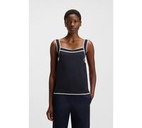 BOSS Canotta in maglia con scollatura ampia e profili a contrasto - Style Flimi, 50518362 Blu scuro L