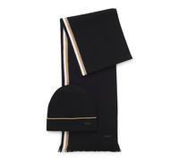 BOSS Cappello e sciarpa con dettagli a righe in confezione regalo - Style Henzo_SET, 50551072 Nero pz.